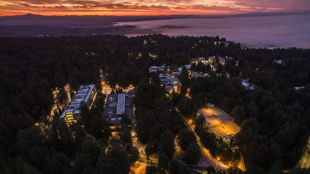 Ariel, Campus, Overhead, aerial, drone, scenic, nighttime
