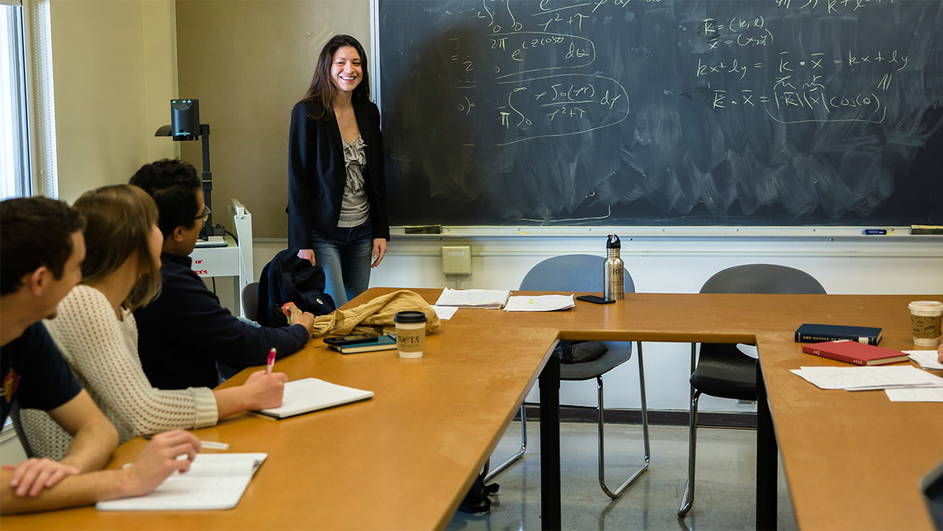 Assistant Professor of Applied Mathematics Marcella Gomez teaches a class.