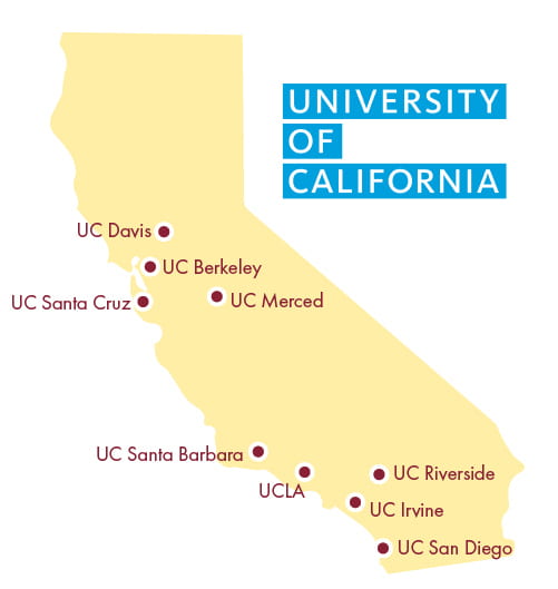 Map of the University of California locations