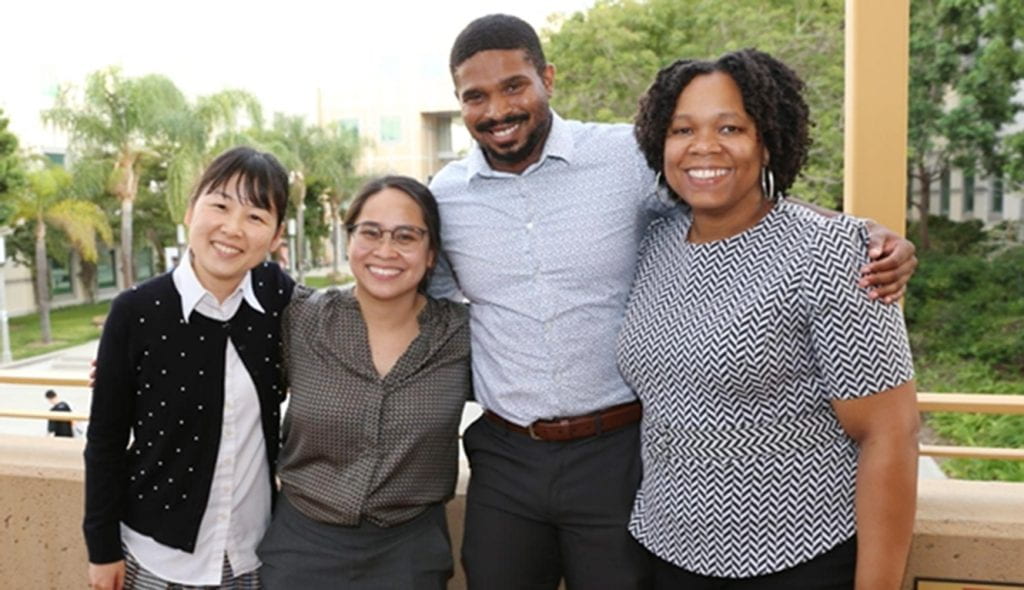 From left are UCI professors Momoko Watanabe, Herdeline “Digs” Ardoña, Quinton Smith and Tayloria Adams.
